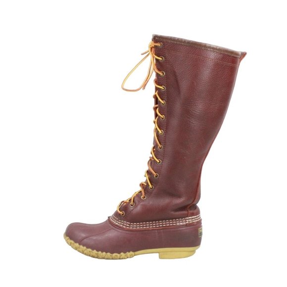 L.L. Bean Shoes Ll Bean 6 Dark Cranberry Leather Shearling Lined Tall Duck Boots Rare Size 6 M Poshmark